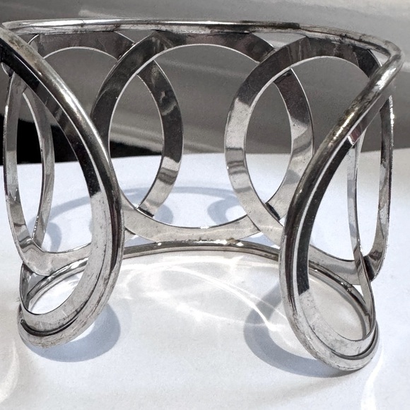 ✨Beautiful Edgy Vintage Brushed and Polished .925 Silver Sparkling Cuff Bracelet - Picture 13 of 16